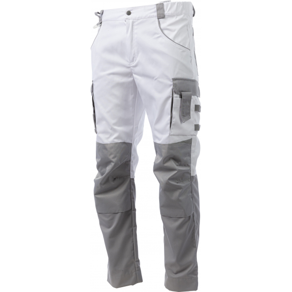 Брюки мужские летние Brodeks KS 302, белый/серый