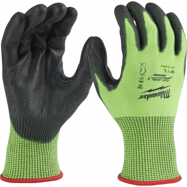 Перчатки сигнальные с сопротивлением порезам Milwaukee Hi-Vis Cut level 5/E